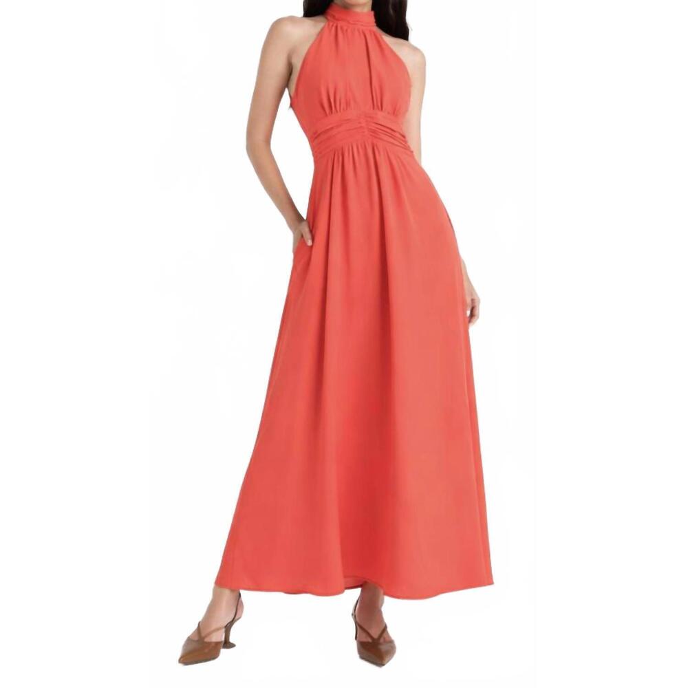NEW PUROTATTO halter midi dress in deep coral